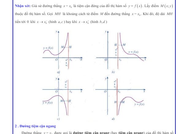 Các dạng bài tập đường tiệm cận của đồ thị hàm số Toán 12 Cánh Diều