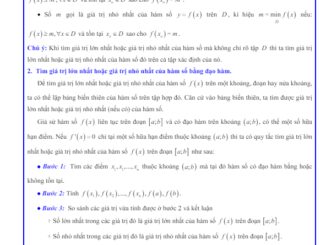 Các dạng bài tập giá trị lớn nhất và giá trị nhỏ nhất của hàm số Toán 12 KNTTVCS