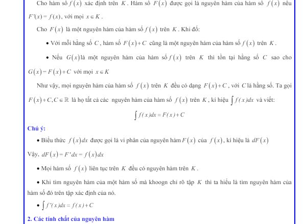 Các dạng bài tập nguyên hàm Toán 12 CTST