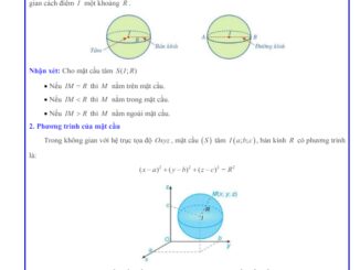Các dạng bài tập phương trình mặt cầu Toán 12 Cánh Diều