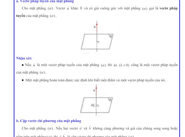 Các dạng bài tập phương trình mặt phẳng Toán 12 CTST