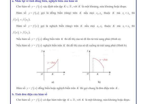 Các dạng bài tập tính đơn điệu và cực trị của hàm số Toán 12 CTST