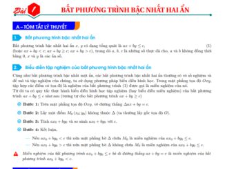 Các dạng toán bất phương trình và hệ bất phương trình bậc nhất hai ẩn thường gặp