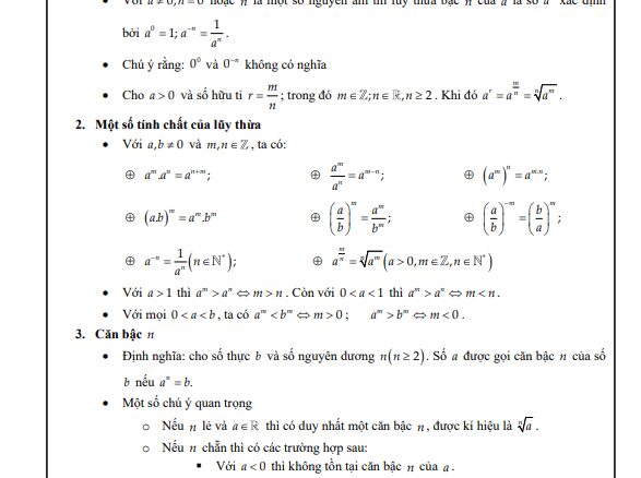 Chủ đề hàm số lũy thừa, hàm số mũ và hàm số logarit ôn thi tốt nghiệp THPT môn Toán