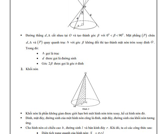 Chủ đề khối nón khối trụ khối cầu ôn thi tốt nghiệp THPT môn Toán