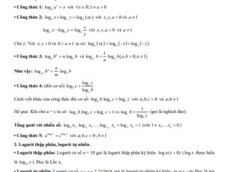 Chuyên đề trắc nghiệm công thức logarit