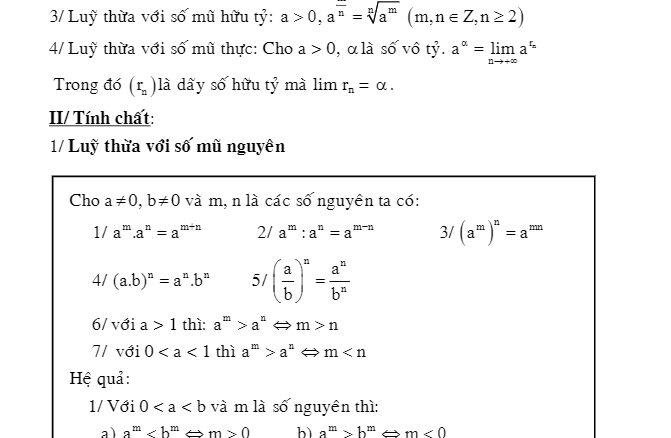 Chuyên đề trắc nghiệm hàm số lũy thừa, mũ và logarit