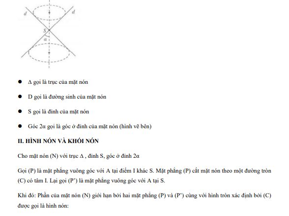 Chuyên đề trắc nghiệm mặt nón, hình nón và khối nón