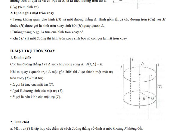 Chuyên đề trắc nghiệm mặt trụ, hình trụ và khối trụ