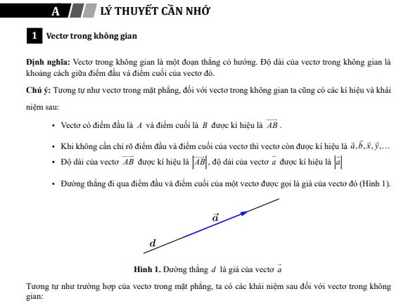 Chuyên đề vectơ và hệ trục toạ độ trong không gian Toán 12 chương trình mới