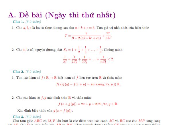 Đề chọn học sinh giỏi tỉnh Toán 12 năm 2021 2022 sở GD&ĐT Tây Ninh