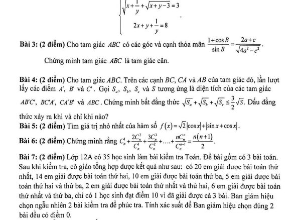 Đề chọn học sinh giỏi Toán 12 năm 2024 2025 trường Quốc Học Quy Nhơn Bình Định