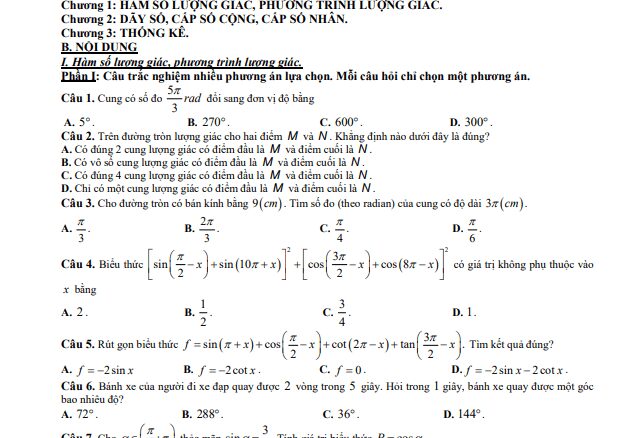 Đề cương giữa học kỳ 1 Toán 11 năm 2024 2025 trường THPT Xuân Đỉnh Hà Nội