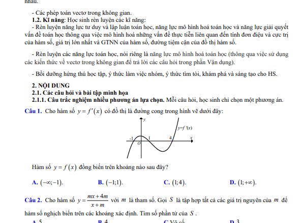 Đề cương giữa học kỳ 1 Toán 12 năm 2024 2025 trường THPT Hoàng Văn Thụ Hà Nội