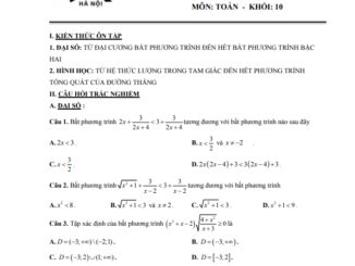 Đề cương giữa học kỳ 2 Toán 10 năm 2020 2021 trường THPT Xuân Đỉnh Hà Nội