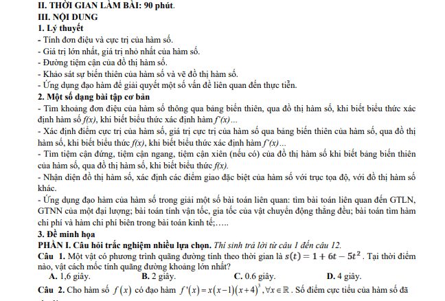 Đề cương giữa kỳ 1 Toán 12 năm 2024 2025 trường THPT Sơn Động 3 Bắc Giang