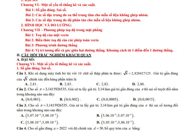 Đề cương giữa kỳ 2 Toán 10 năm 2023 2024 trường THPT Xuân Đỉnh Hà Nội