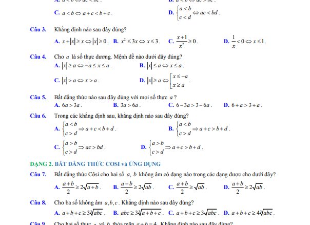 Đề cương ôn tập giữa học kì 2 môn Toán khối 10