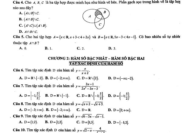 Đề cương ôn tập HK1 Toán 10 năm 2018 2019 trường THPT Việt Nam Ba Lan Hà Nội