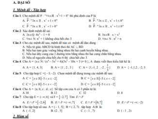 Đề cương ôn tập học kì 1 Toán 10 năm 2018 2019 trường THPT Trần Phú Hà Nội
