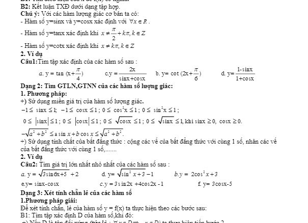 Đề cương ôn thi HK1 Toán 11 năm học 2017 2018 trường THPT Yên Dũng 3 Bắc Giang