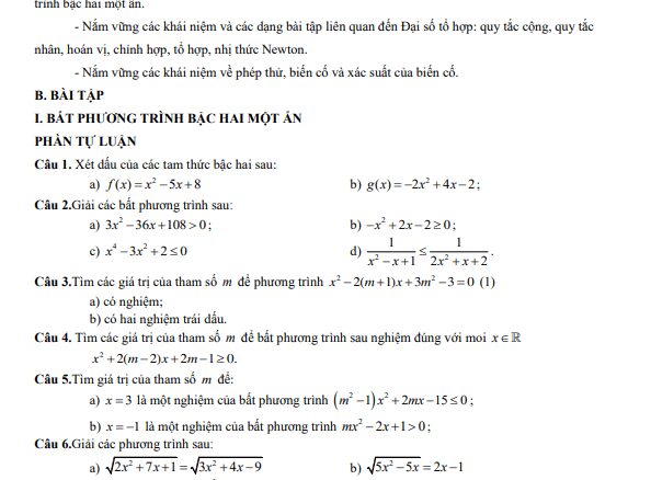 Đề cương Toán 10 học kì 2 năm 2023 2024 trường THPT chuyên Bảo Lộc Lâm Đồng