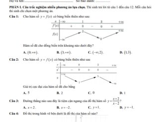 Đề dự bị giữa kì 1 Toán 12 năm 2024 2025 trường THPT Tiên Du 1 Bắc Ninh