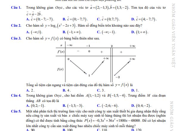 Đề giữa học kì 1 Toán 12 năm 2024 2025 trường THPT Bình Hưng Hòa TP HCM