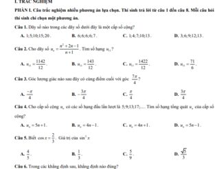 Đề giữa kì 1 Toán 11 năm 2024 2025 trường THPT Bắc Yên Thành Nghệ An