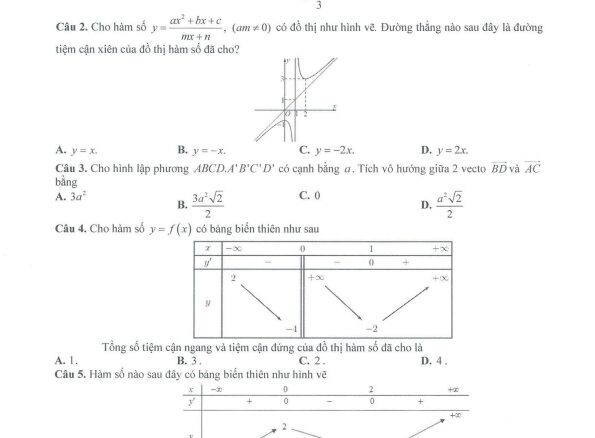 Đề giữa kì 1 Toán 12 năm 2024 2025 trường THPT Nguyễn Quốc Trinh Hà Nội