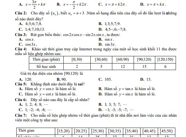 Đề giữa kỳ 1 Toán 11 năm 2024 2025 trường THPT Huỳnh Thúc Kháng Quảng Nam