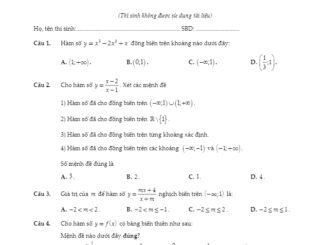 Đề khảo sát chất lượng lần 1 bài thi Toán 12 trường THPT Yên Dũng 3 Bắc Giang