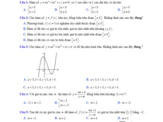 Đề khảo sát chất lượng lần 1 năm học 2017 2018 môn Toán 12 trường THPT Đoàn Thượng Hải Dương