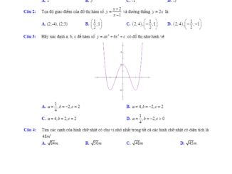 Đề khảo sát chất lượng môn Toán 12 trường THPT Đoàn Kết Hai Bà Trưng Hà Nội