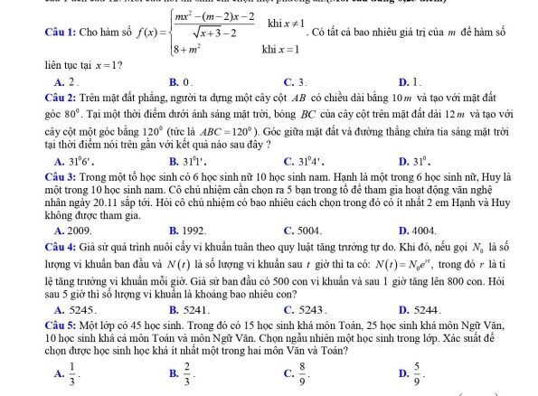 Đề khảo sát HSG Toán 12 đợt 2 năm 2024 2025 trường THPT Quỳnh Lưu 4 Nghệ An