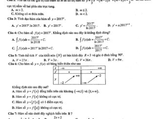 Đề khảo sát kiến thức Toán 12 THPT năm 2017 2018 sở GD và ĐT Vĩnh Phúc lần 2