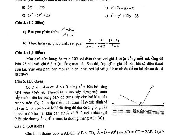 Đề kiểm tra học kỳ 1 Toán 8 năm 2019 2020 phòng GD&ĐT Quận 3 TP HCM THCS.TOANMATH.com