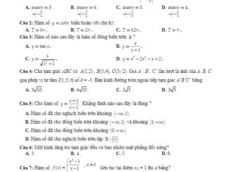 Để kiểm tra KSCL lần 1 năm học 2017 2018 môn Toán 12 trường THPT Bình Xuyên Vĩnh Phúc