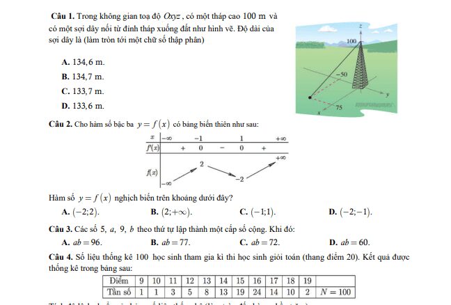 Đề kiểm tra Toán 12 năm 2024 2025 trường Nguyễn Khuyến & Lê Thánh Tông TP HCM (06/10/2024)