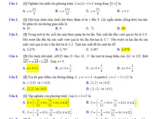 Đề KSCL cuối kỳ 1 Toán 11 năm học 2018 2019 trường THPT Đoàn Thượng Hải Dương