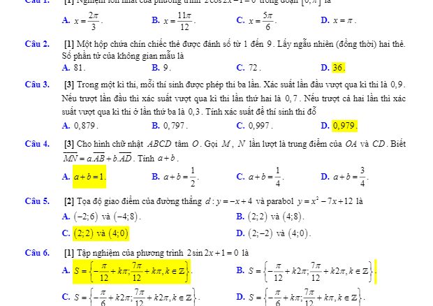 Đề KSCL cuối kỳ 1 Toán 11 năm học 2018 2019 trường THPT Đoàn Thượng Hải Dương