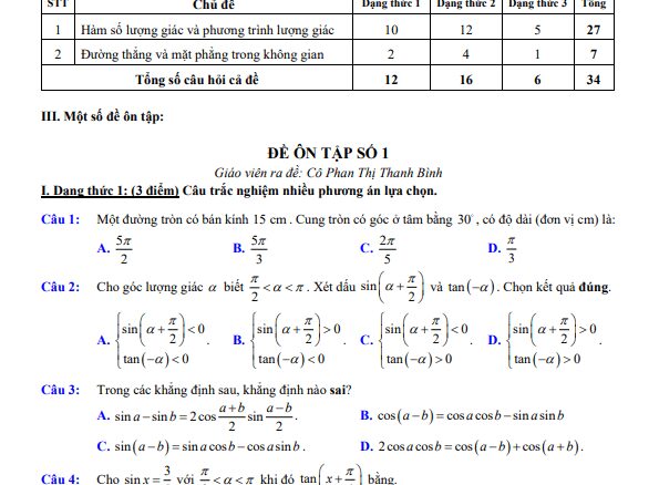 Đề ôn tập giữa học kì 1 Toán 11 năm 2024 2025 trường THPT Việt Đức Hà Nội