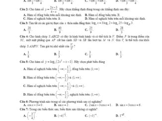 Đề sát hạch Toán 12 năm học 2017 2018 trường THPT Đoàn Thượng Hải Dương lần 2