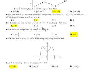 Đề tham khảo giữa kỳ 1 Toán 12 năm 2024 2025 trường THPT Yên Mô B Ninh Bình