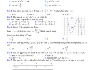 Đề thi giữa HK1 môn Toán 12 nâng cao trường THPT Trực Ninh B Nam Định