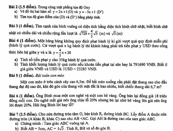 Đề thi HK1 Toán 9 năm 2019 2020 phòng GD&ĐT Thủ Đức TP HCM THCS.TOANMATH.com