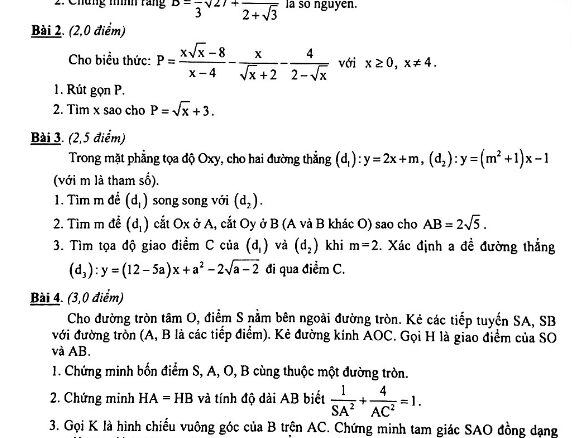 Đề thi HK1 Toán 9 năm học 2019 2020 sở GD&ĐT Thái Bình THCS.TOANMATH.com