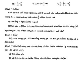 Đề thi HK2 Toán 6 năm học 2019 2020 trường THCS Quang Trung TP HCM THCS.TOANMATH.com