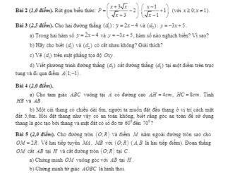 Đề thi học kì 1 Toán 9 năm 2019 2020 phòng GD&ĐT Phú Mỹ BR VT THCS.TOANMATH.com