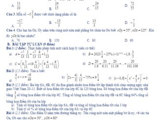 Đề thi học kì 2 Toán 6 năm học 2019 2020 trường THCS Cầu Giấy Hà Nội THCS.TOANMATH.com